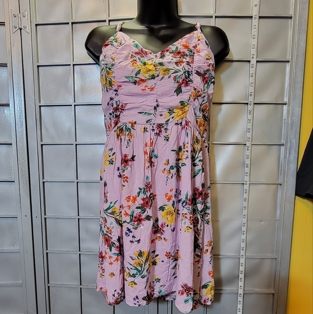 Xhilaration medium mini lined dress. Adjustable straps.  Pink with floral